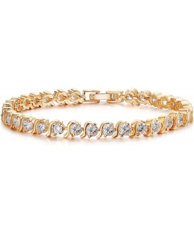 Tennis Bracelets for Women 14K Plated Gold 4mm Cubic Zirconia Bracelets Champagne Gold $17.10 Bracelets