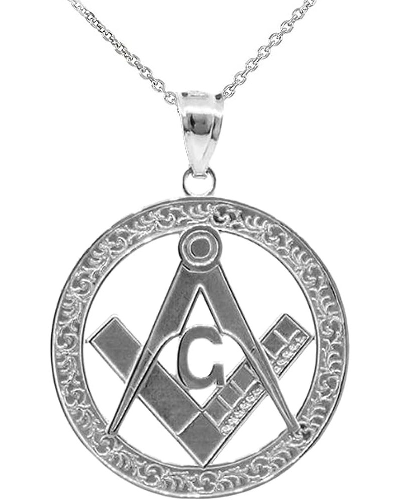 .925 Sterling Silver Freemason Compass and Square 3/4" Pendant Necklace - Choose Chain Length, 16"-22 18 $16.19 Necklaces