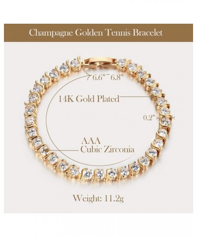 Tennis Bracelets for Women 14K Plated Gold 4mm Cubic Zirconia Bracelets Champagne Gold $17.10 Bracelets