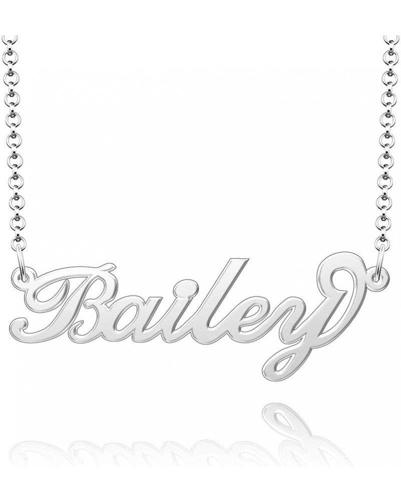 Name Necklace Personalized Gold Custom Name Plate Necklace Sterling Silver Bailey-Silver $19.37 Necklaces