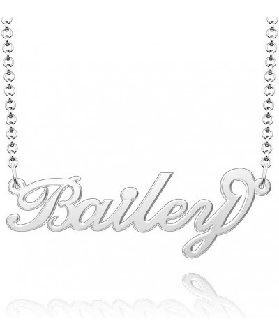 Name Necklace Personalized Gold Custom Name Plate Necklace Sterling Silver Bailey-Silver $19.37 Necklaces