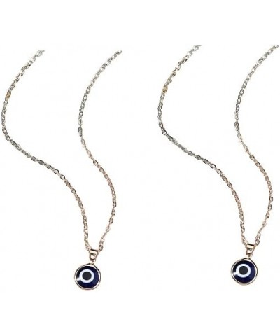 2 Pcs Evil Eye Necklace Third Blue Eyes Amulet Pendant Dainty Ojo Gold Chain Necklace Kabbalah Protection Adjustable Fashion ...