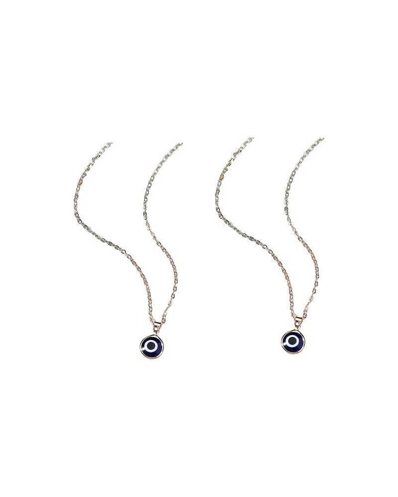 2 Pcs Evil Eye Necklace Third Blue Eyes Amulet Pendant Dainty Ojo Gold Chain Necklace Kabbalah Protection Adjustable Fashion ...