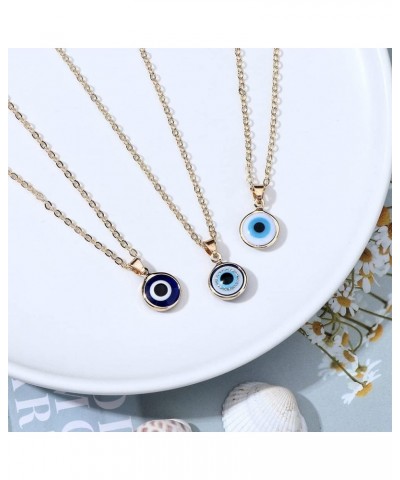 2 Pcs Evil Eye Necklace Third Blue Eyes Amulet Pendant Dainty Ojo Gold Chain Necklace Kabbalah Protection Adjustable Fashion ...