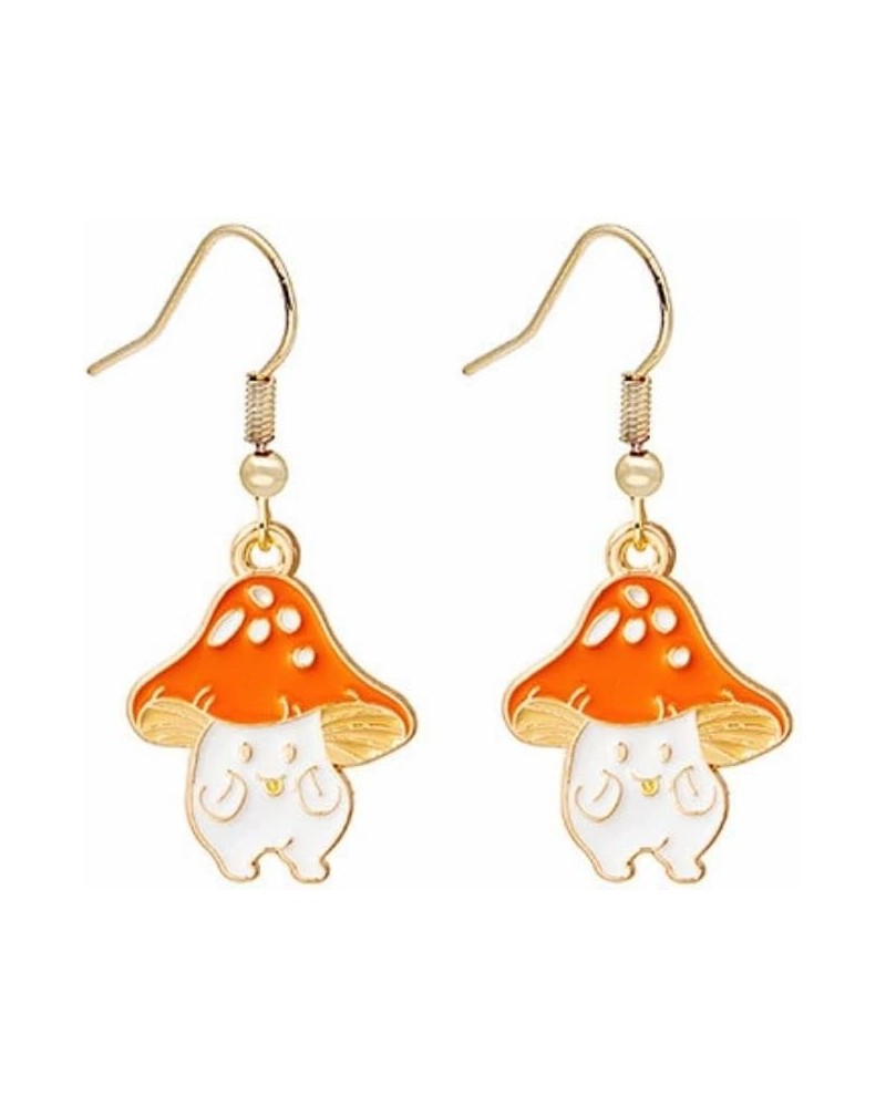 Cute Cartoon Mushroom Drop Dangle Earrings Red Drop Oil Mushroom Food Earrings Funny Plant Shape Jewelry Orange $5.77 Earrings