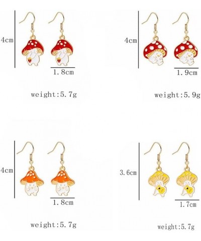 Cute Cartoon Mushroom Drop Dangle Earrings Red Drop Oil Mushroom Food Earrings Funny Plant Shape Jewelry Orange $5.77 Earrings