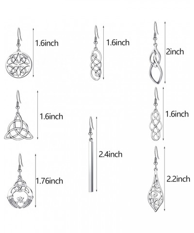 8 Pairs Celtic Knot Dangle Earrings Silver Knot Drop Earrings Hook Earrings $8.15 Earrings