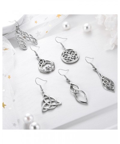 8 Pairs Celtic Knot Dangle Earrings Silver Knot Drop Earrings Hook Earrings $8.15 Earrings