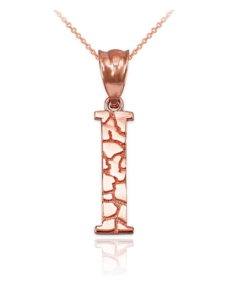 10K Rose Gold Nugget Initial Letter Alphabet Necklace 20.0 Inches Letter I $34.71 Necklaces