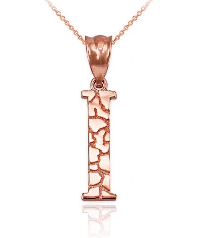 10K Rose Gold Nugget Initial Letter Alphabet Necklace 20.0 Inches Letter I $34.71 Necklaces