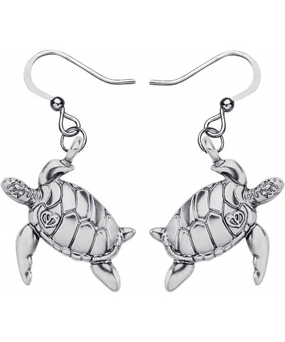 Gold Silver Plated Cute Turtle Whale Seahorse Shark Earrings Dangle Ocean Animals Jewelry Gifts for Women Girls Silver Turtle...