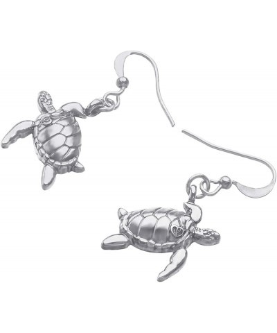 Gold Silver Plated Cute Turtle Whale Seahorse Shark Earrings Dangle Ocean Animals Jewelry Gifts for Women Girls Silver Turtle...