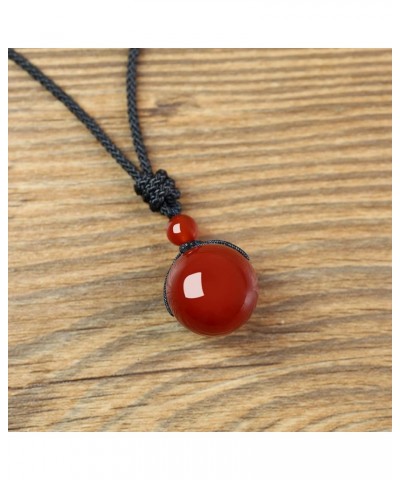 Round Bead Stone Pendant Necklace for Men Women Red Agate $11.96 Necklaces