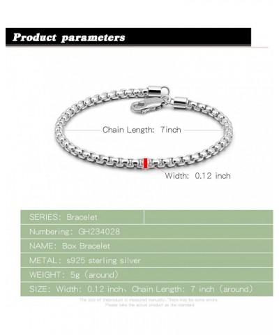 925 Sterling Silver Bracelet Men Women Teen Boy Girls 3MM Square Rolo Link Round Box Chain 6.3" 6.7" 7" 7.5" 8" 8.5" 9" Bangl...