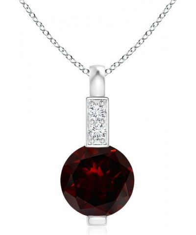 Natural Garnet Solitaire Pendant Necklace for Women, Girls in 14K Solid Gold/Platinum/Sterling Silver | January Birthstone | ...