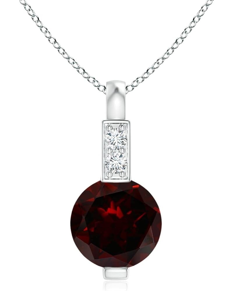 Natural Garnet Solitaire Pendant Necklace for Women, Girls in 14K Solid Gold/Platinum/Sterling Silver | January Birthstone | ...