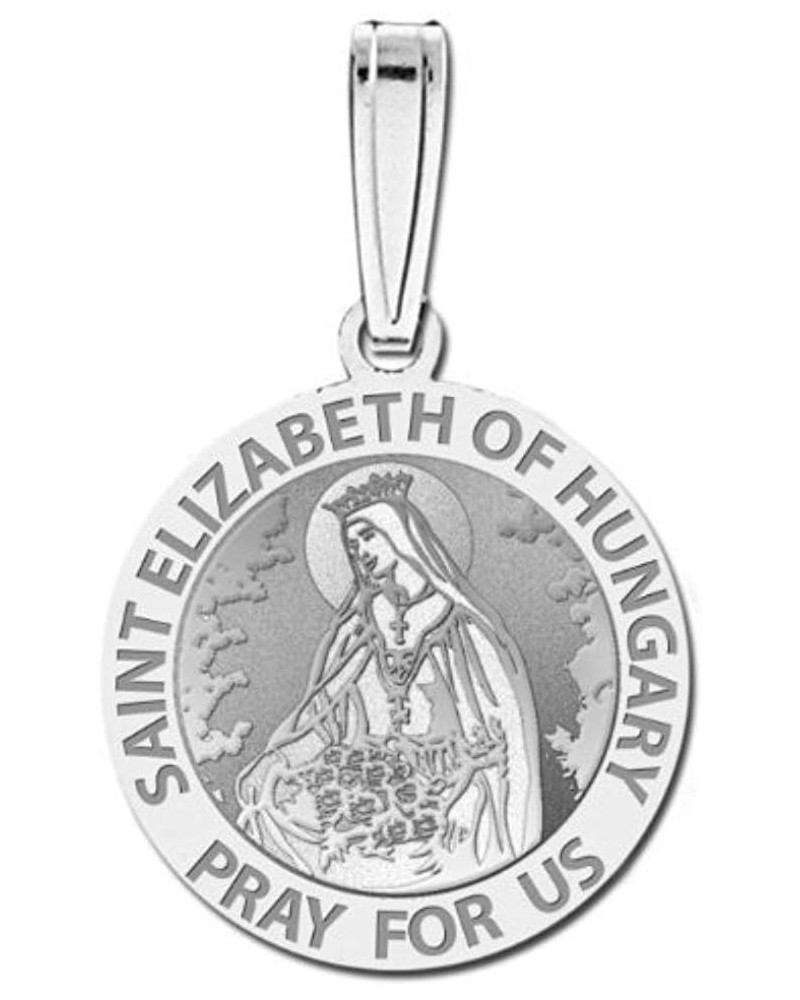 Saint Elizabeth of Hungary Religious Medal - 3/4 Inch Size of a Nickel -Sterling Silver Medal With Engraving $21.58 Pendants