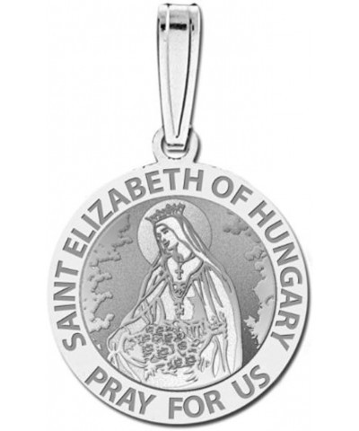 Saint Elizabeth of Hungary Religious Medal - 3/4 Inch Size of a Nickel -Sterling Silver Medal With Engraving $21.58 Pendants