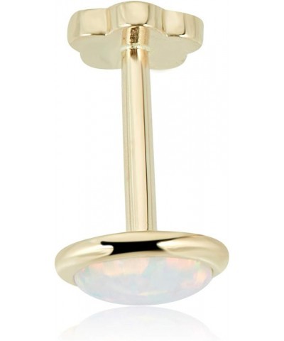 14K Gold Created Opal Cartilage Piercing Flat Back Earring Body Jewelry (18 Gauge) Yellow Gold $35.50 Body Jewelry