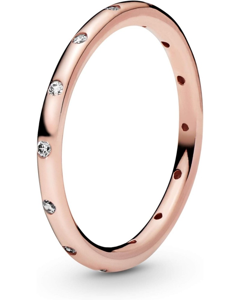 Simple Sparkling Band Ring - Stackable Rose Gold Ring for Women - 14k Rose Gold-Plated Rose with Cubic Zirconia - Size 8.5 $3...