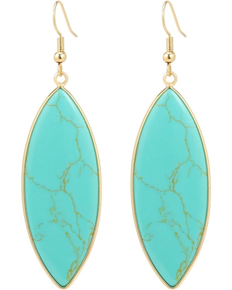 Natural Crystal Stone Marquise Shape Drop Earrings Birthstone Dangle Earrings for Women Girls Turquoise $9.68 Earrings