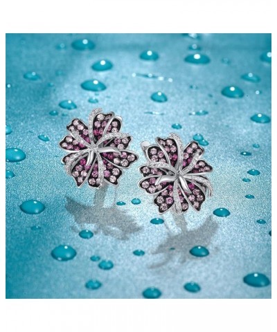 10K Solid Gold Gemstone Diamond Flower Dangle Earrings for Women E316160 $158.00 Earrings