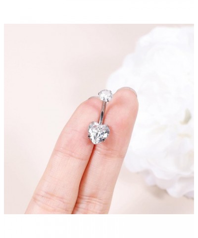 14G G23 Titanium Belly Button Rings for Women Girls Hypoallergenic Heart Belly Rings Cubic Zirconia Navel Rings for Sensitive...