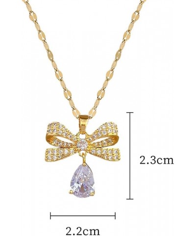 Jewelry Sets for Women Bowknot Pendant Necklace with Rhinestone Crystal CZ Drop Earrings Party Birthday Anniversary Wedding G...