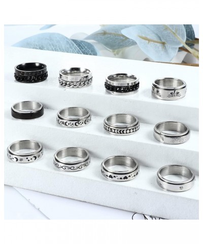 Stainless Steel Fidget Band Rings Anxiety Rings Size 6-10 B-12PCS $9.34 Rings