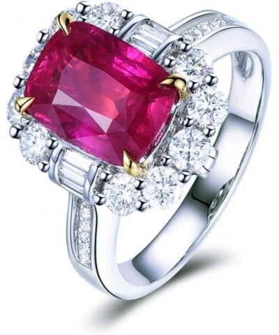 Elegant Huge Natural Pigeon Blood Ruby Ring 925 Sterling Silver Perfect Princess Cut Shiny Square Pink CZ Crystal Diamond Wed...