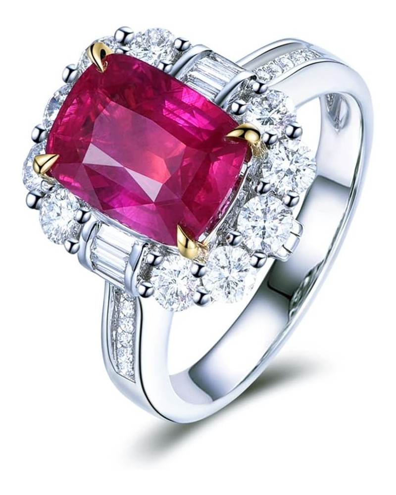 Elegant Huge Natural Pigeon Blood Ruby Ring 925 Sterling Silver Perfect Princess Cut Shiny Square Pink CZ Crystal Diamond Wed...