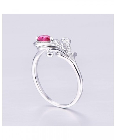 925 Sterling Silver Plated Created Ruby Spinel Pear Cut CZ Flower Thin Eternity Anniversary Wedding Engagement Band Ring Red ...