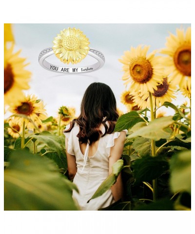 You are My Sunshine Urn Ring 925 Sterling Silver Keepsake Memorial Cremation Sunflower Ashe Ring for Women $14.85 Rings