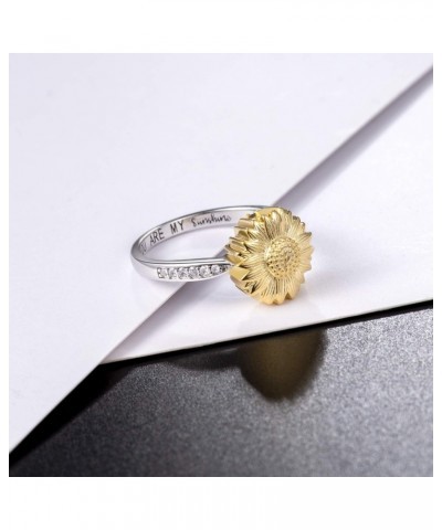 You are My Sunshine Urn Ring 925 Sterling Silver Keepsake Memorial Cremation Sunflower Ashe Ring for Women $14.85 Rings