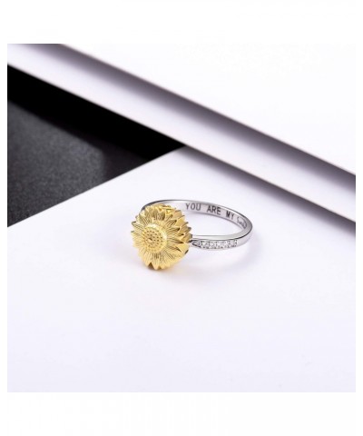 You are My Sunshine Urn Ring 925 Sterling Silver Keepsake Memorial Cremation Sunflower Ashe Ring for Women $14.85 Rings