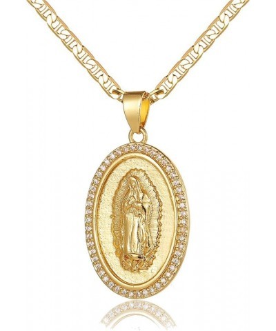 18K Gold Plated Flat 3MM Virgin Mary Guadalupe Charm Chain Pendant Necklace Christian Jewelry 05-Gold $11.59 Necklaces