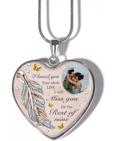 Personalized Memorial Photo Heart Necklace: Silver Customzied Your Own Picture Memory Snake Chain Pendant, Gift for Couples M...