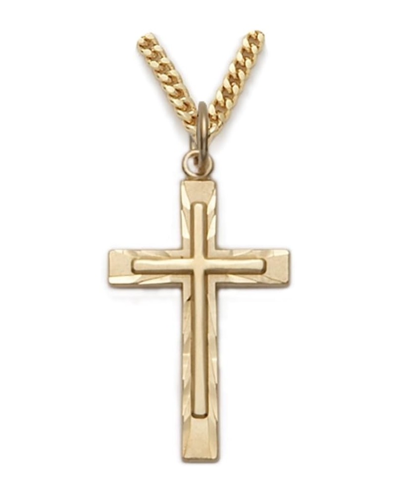 Gold Plated Sterling Silver Cross Pendant Necklace Religious Jewelry Cross 14K Plated $28.66 Others