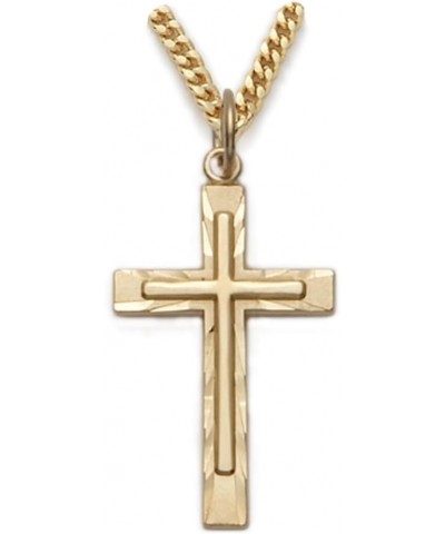 Gold Plated Sterling Silver Cross Pendant Necklace Religious Jewelry Cross 14K Plated $28.66 Others