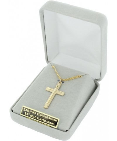 Gold Plated Sterling Silver Cross Pendant Necklace Religious Jewelry Cross 14K Plated $28.66 Others