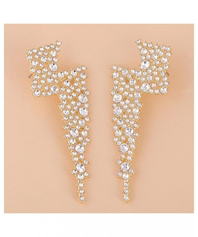 Womens Crystal Lightning Earrings Lightning Bolt Earrings Sparkle Rhinestone Drop Earrings Holiday Party Gifts Goden $8.39 Ea...