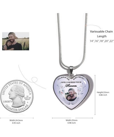 Personalized Memorial Photo Heart Necklace: Silver Customzied Your Own Picture Memory Snake Chain Pendant, Gift for Couples M...