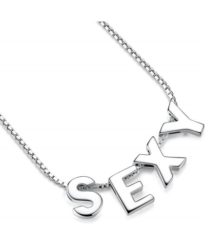 Initial Pendant 925 Sterling Silver Letters Personalized Alphabet Pendant Fit 1mm Box Chain Alphabet X Pendant $8.84 Necklaces