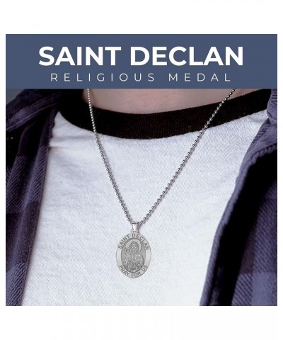 Saint Declan Oval Religious Medal - in Sterling Silver and 10K or 14K Gold 1/2 x 2/3 Inch Medal With Engraving Solid 14k Whit...