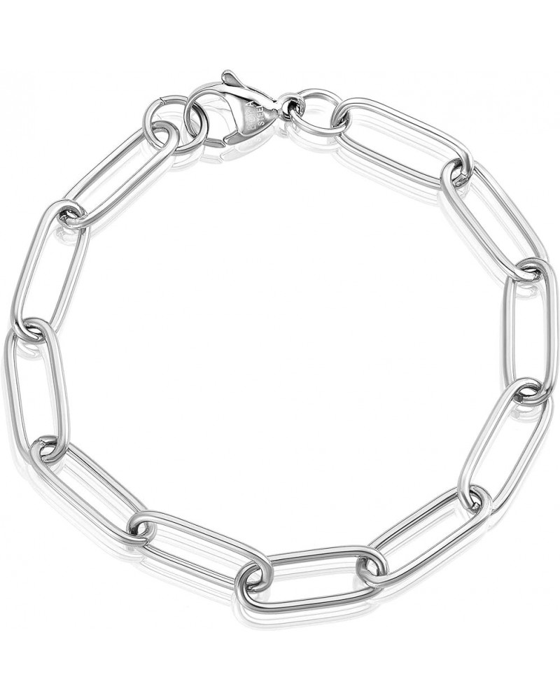 | ELYA Stainless Steel Adjustable Paperclip Bracelet - 3mm to 7mm Wide Large - Silver $14.38 Bracelets