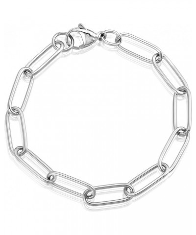 | ELYA Stainless Steel Adjustable Paperclip Bracelet - 3mm to 7mm Wide Large - Silver $14.38 Bracelets