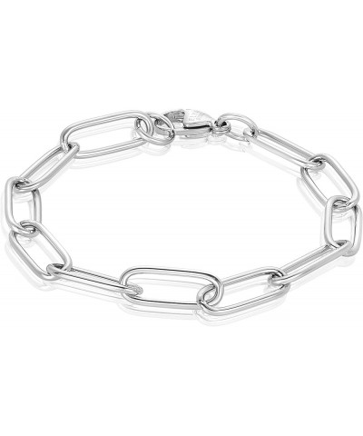 | ELYA Stainless Steel Adjustable Paperclip Bracelet - 3mm to 7mm Wide Large - Silver $14.38 Bracelets