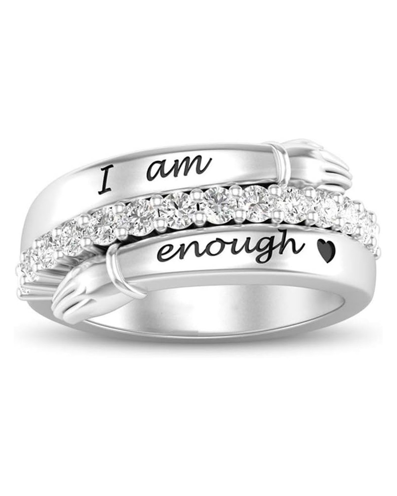 I Am Enough Ring, Sterling Silver Personalized Inspirational Ring, Custom Engraved Recovery Ring, Motivation Jewelry Gift for...