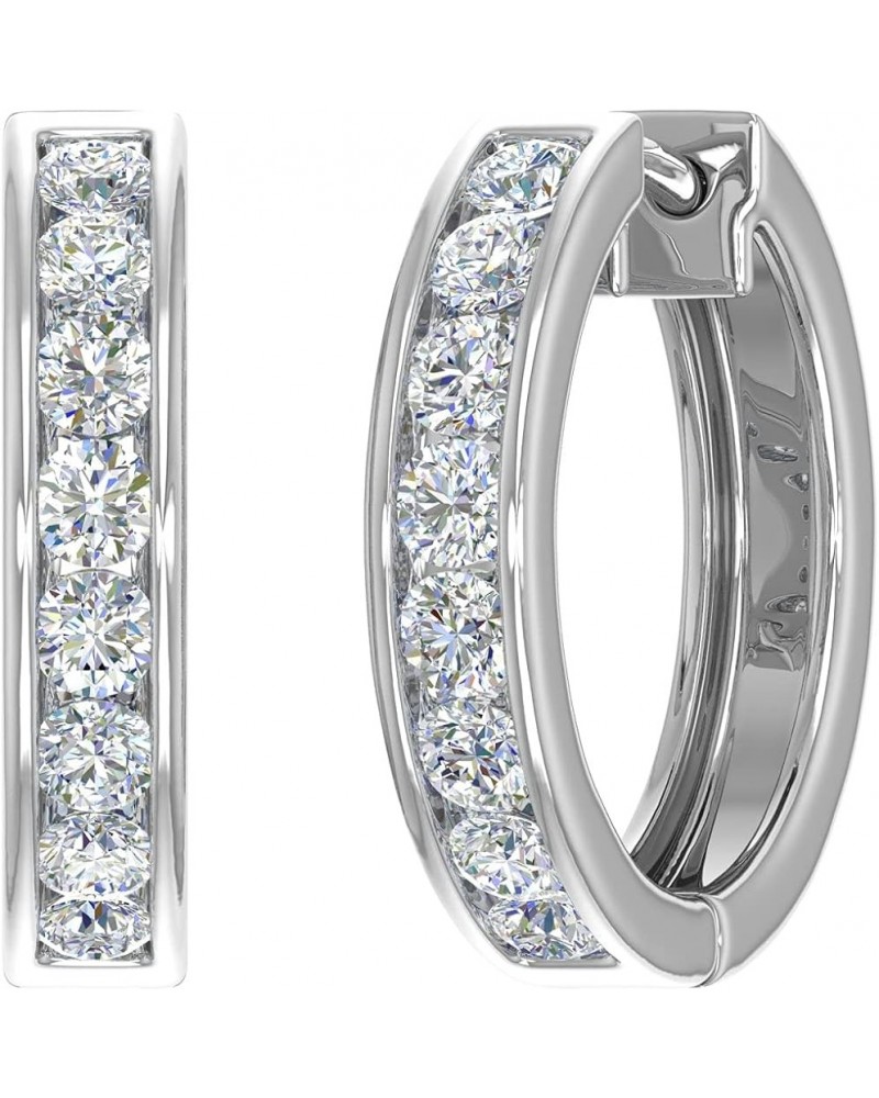 14K Gold or in Platinum Hoop Huggies Channel Set Diamond Earrings (I1-I2 Clarity, 1/2 to 1 Carat) White Gold 1.0 carats $241....