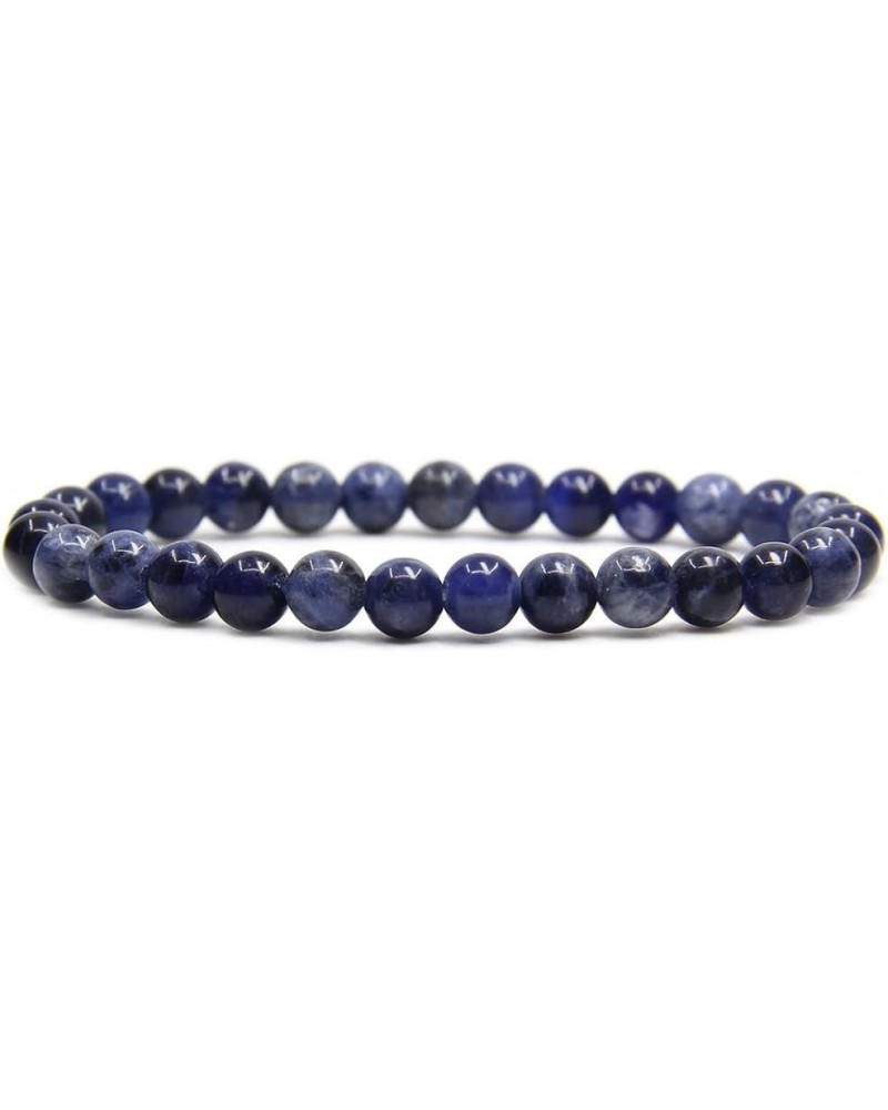 Natural Gemstone 6mm Round Beads Stretch Bracelet 7 Inch Blue Sodalite $7.97 Bracelets